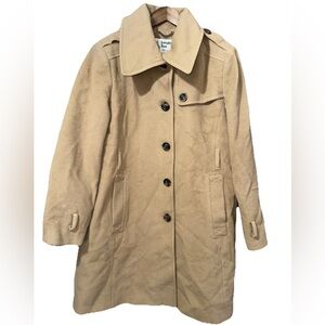 Vintage London Fog Wool Tan Trench Coat Womens XL Beige Heritage